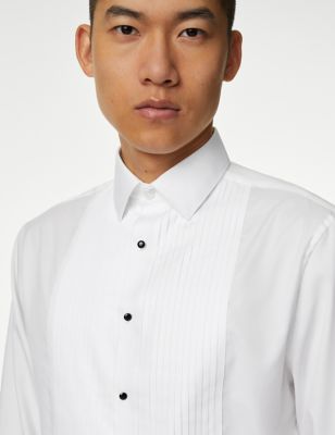 Robe chemise coupe standard 100&nbsp;% coton à poignets mousquetaires