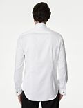 Camisa de vestir de algodón premium de corte ajustado con puño doble