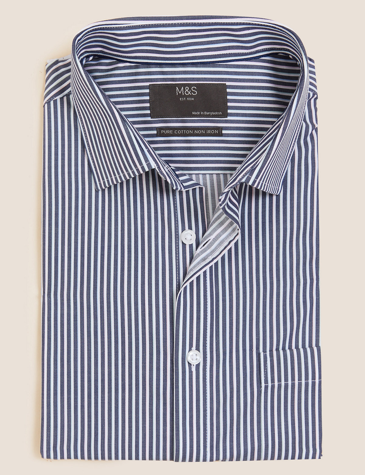 Regular Fit Pure Cotton Striped Short Sleeve Shirt
