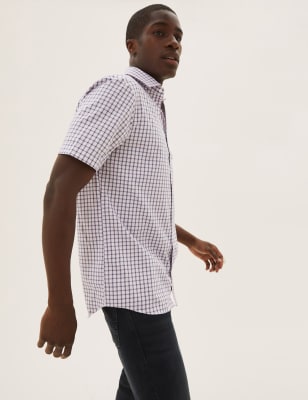 

Mens M&S Collection Regular Fit Pure Cotton Check Shirt - Pink Mix, Pink Mix
