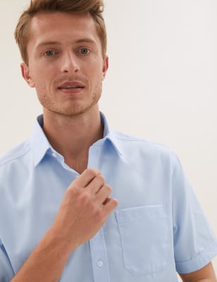 

Mens M&S Collection Pure Cotton Regular Fit Non-Iron Shirt - Sky Blue, Sky Blue