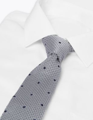Spot Knitted Skinny Square End Tie - RS