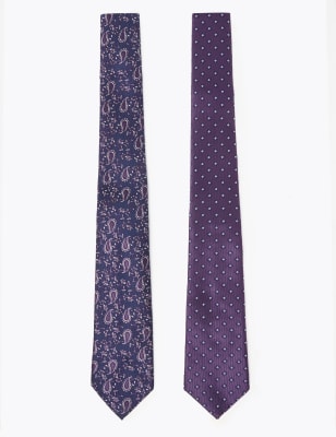 Lot de 2&nbsp;cravates fines &agrave; motif cachemire