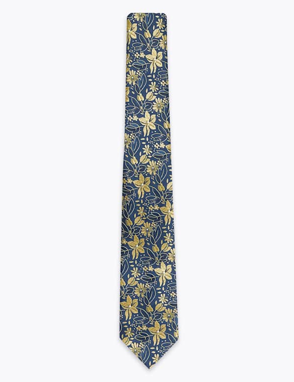Floral Woven Tie & Handkerchief Set