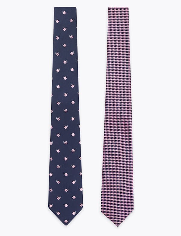 2 Pack Patterned Woven Slim Ties