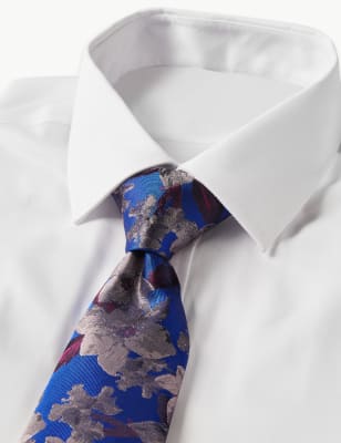 Pure Silk Floral Tie  M&S Collection Luxury  M&S