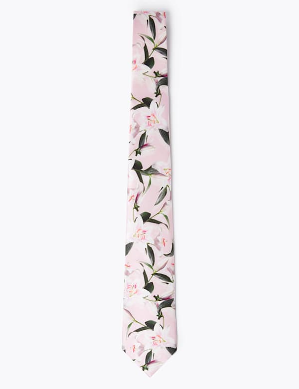 Pure Silk Lily Print Tie