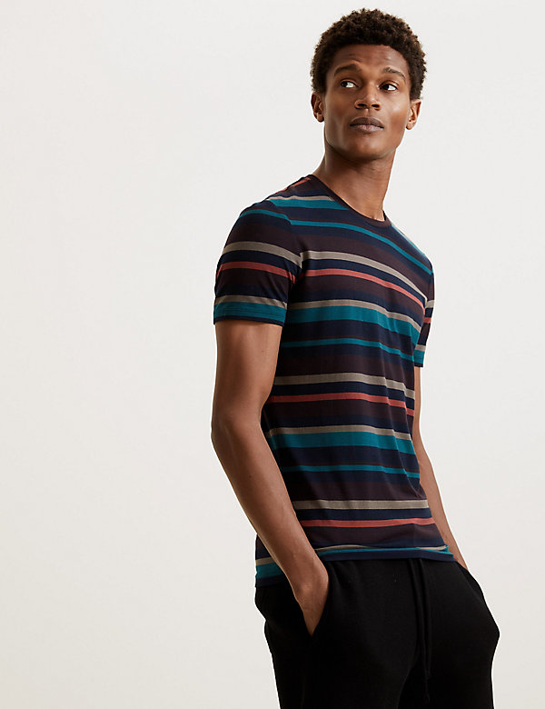 Premium Cotton Blend Striped T-Shirt
