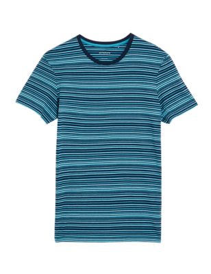 

Mens Autograph Premium Cotton Blend Striped T-Shirt Vest - Medium Turquoise, Medium Turquoise