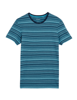 

Mens Autograph Premium Cotton Blend Striped T-Shirt Vest - Medium Turquoise, Medium Turquoise