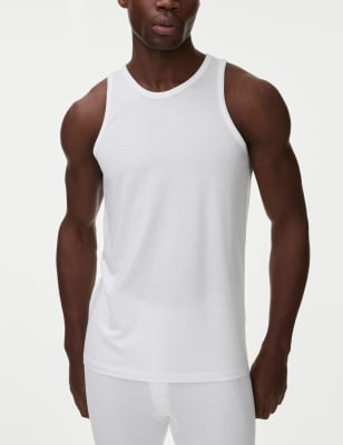 

Mens Autograph Ärmelloses Oberteil aus hochwertigem Baumwollmischgewebe - White, White