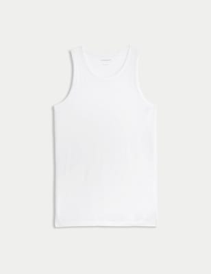 

Mens Autograph Premium Cotton Blend Sleeveless Vest - White, White