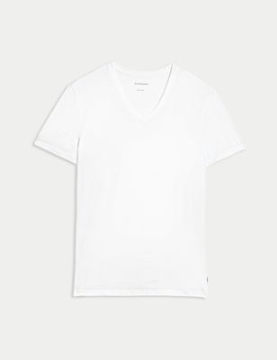Autograph Mens Premium Cotton V-Neck T-Shirt Vest - L - White, White,Black