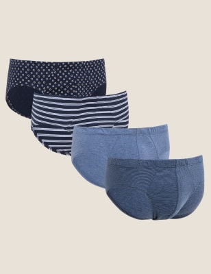 

Mens M&S Collection 4er-Pack Cool & Fresh™-Slips aus reiner Baumwolle - Blue Mix, Blue Mix
