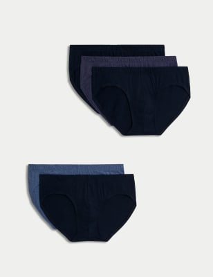 

Mens M&S Collection 5pk Pure Cotton Cool & Fresh™ Slips - Denim Mix, Denim Mix