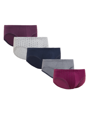 

Mens M&S Collection 5er-Pack Cool & Fresh™-Slips aus reiner Baumwolle - Berry, Berry