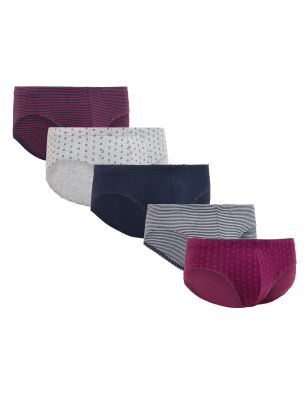 

Mens M&S Collection 5pk Pure Cotton Cool & Fresh™ Slips - Berry, Berry