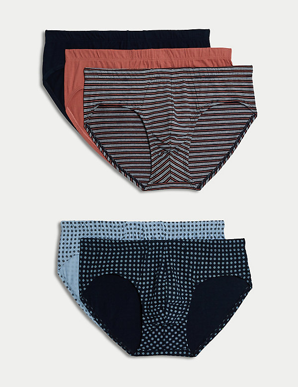 Set van 5 zuiver katoenen Cool & Fresh™-slips met patroon - BE