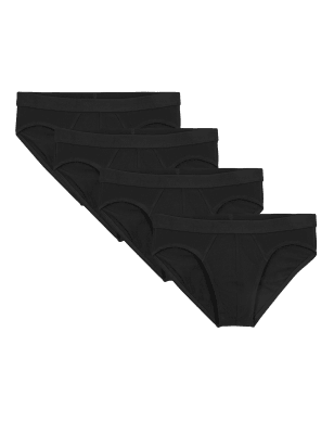 

M&S Collection Pack de 4 calzoncillos slip de algodón Cool & Fresh™ elásticosMens - Black, Black