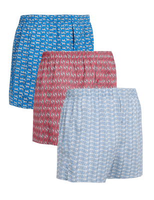 

Mens M&S Collection 3pk Pure Cotton StayNew™ Woven Boxers - Multi, Multi