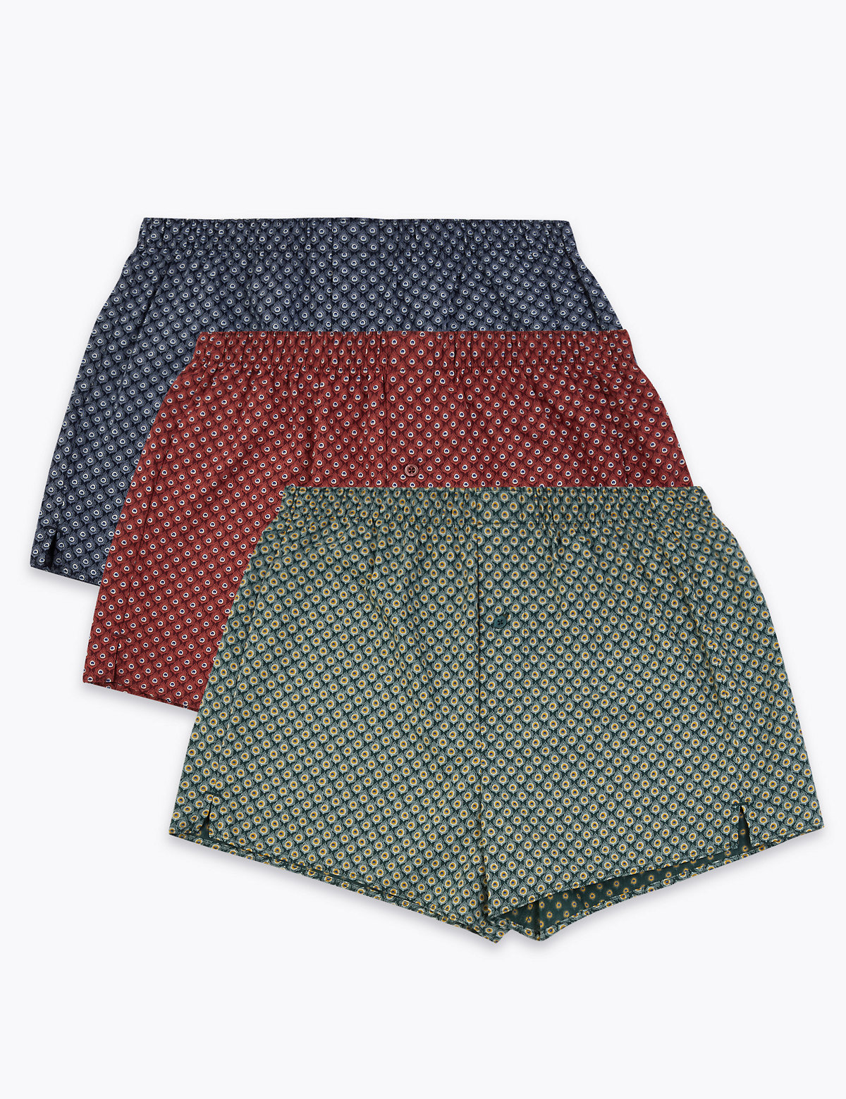 3 Pack Cotton Peacock Print Boxers