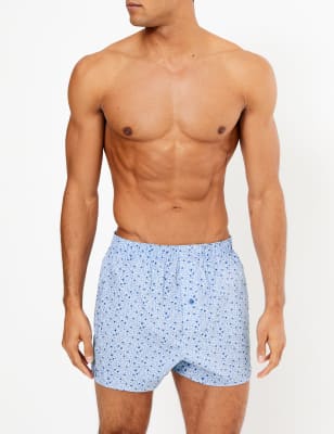 3er-Pack gewebte Boxershorts aus reiner Baumwolle mit Muster - AT