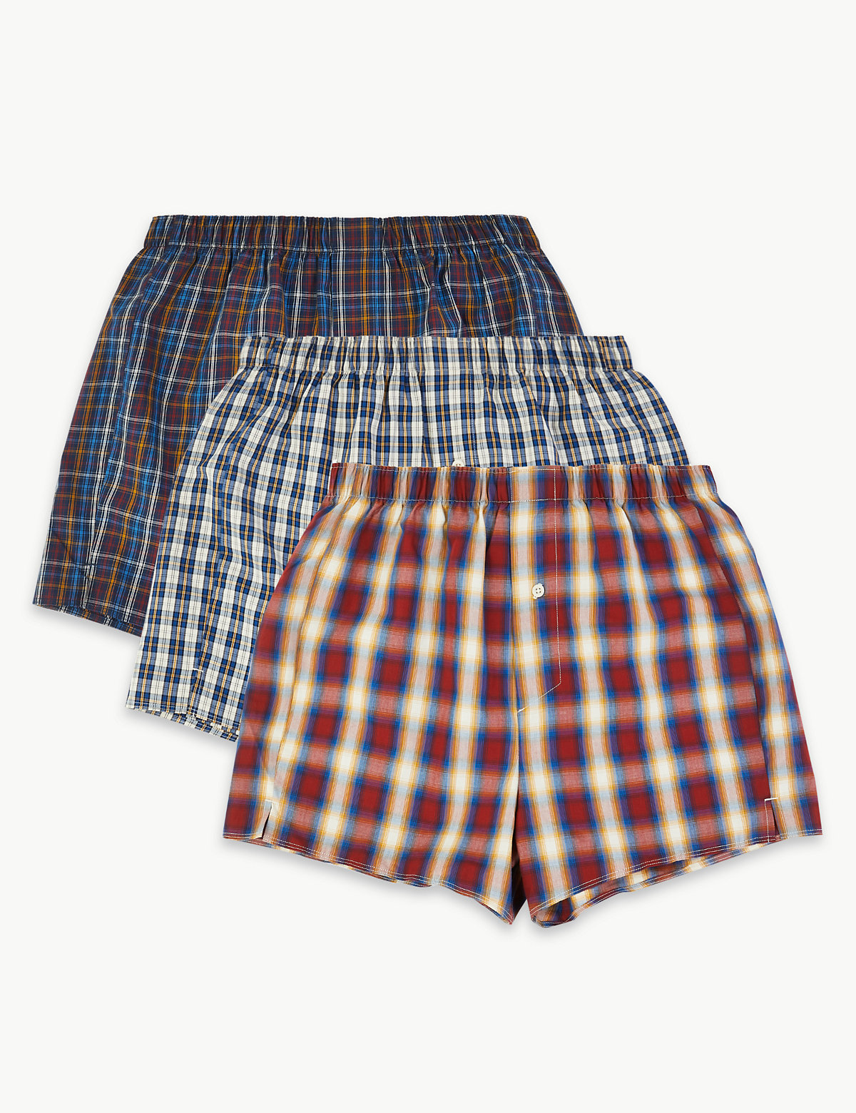 3 Pack Cotton Checked Boxers