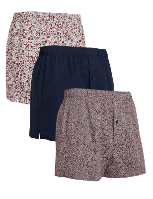 

Mens M&S Collection 3pk Pure Cotton Floral Woven Boxers - Ecru, Ecru