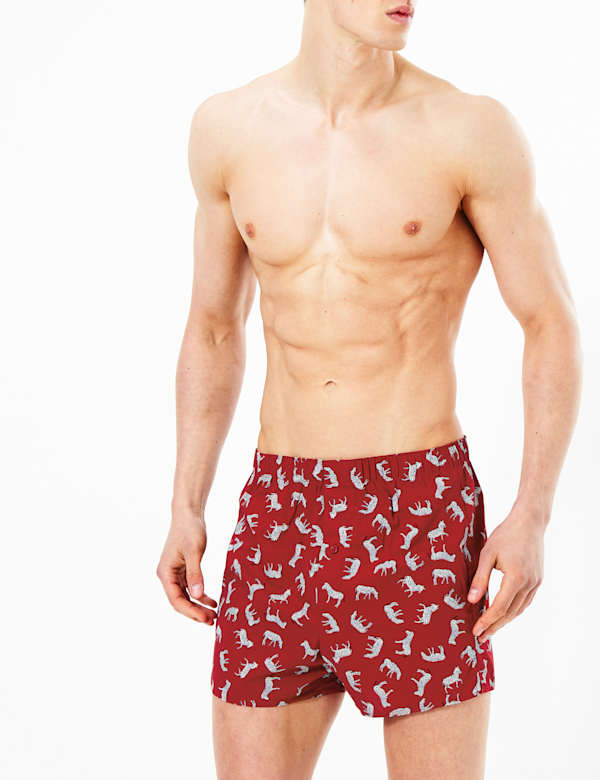 3 Pack Pure Cotton Safari Print Boxers