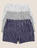 3 Pack Pure Cotton Striped Woven Boxers
