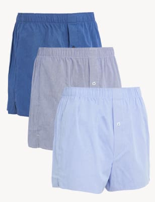 3pk Pure Cotton Assorted Woven Boxers