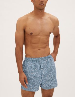 M&S Mens 3pk Pure Cotton Printed Woven Boxers