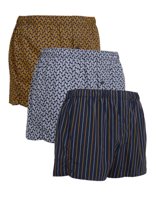 

Mens M&S Collection 3pk Pure Cotton StayNew™ Woven Boxers - Dark Gold, Dark Gold