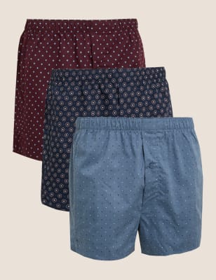 

Mens M&S Collection 3pk Pure Cotton Assorted Woven Boxers - Berry, Berry