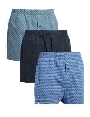 

Mens M&S Collection 3pk Pure Cotton Printed Woven Boxers - Air Force Blue, Air Force Blue