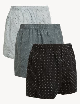

Mens M&S Collection 3pk Pure Cotton Geometric Woven Boxers - Grey Mix, Grey Mix