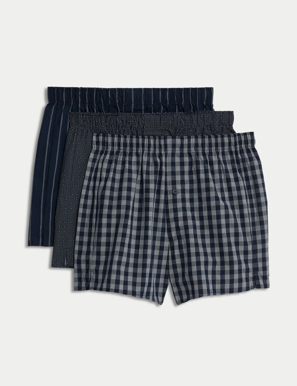 3pk Pure Cotton Assorted Woven Boxers image 1