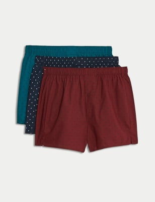 3pk Pure Cotton Polka Dot Woven Boxers