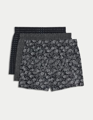 Set van 3 puur katoenen, geweven boxershorts met ikatmotief - BE