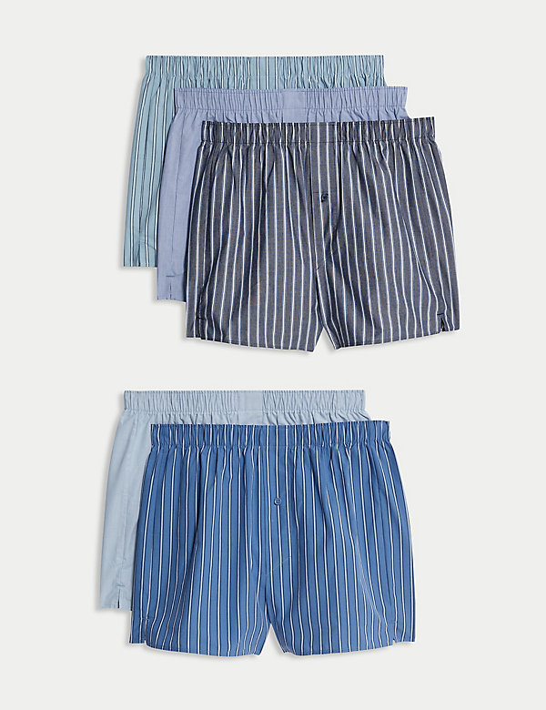 5pk Pure Cotton Striped Woven Boxers - EE