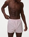 5er-Pack gewebte StayNew™-Boxershorts aus reiner Baumwolle mit Tier- und Nadelstreifenmuster