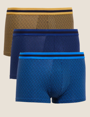 

M&S Collection Pack de 3 calzoncillos a la cadera de algodón con estampado de laberintoMens - Multi, Multi