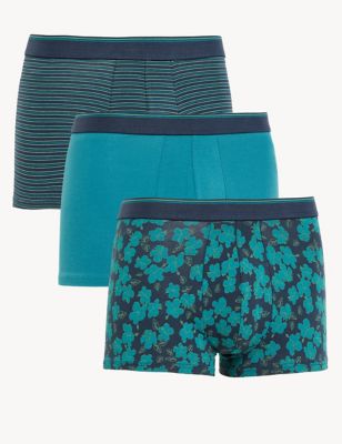 

Mens M&S Collection 3pk Hibiscus Print Hipster - Kingfisher, Kingfisher