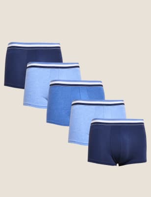 

Mens M&S Collection 5er-Pack Cool & Fresh™-Hüftslips aus Baumwolle - Denim, Denim
