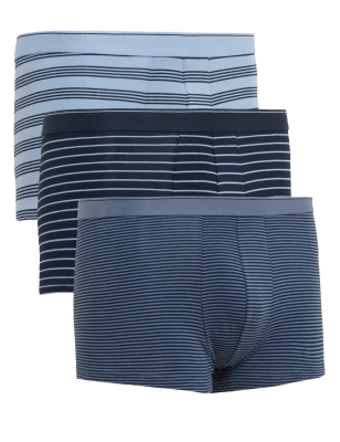 

Mens M&S Collection 3pk Cotton Cool & Fresh™ Striped Hipsters - Dark Navy Mix, Dark Navy Mix