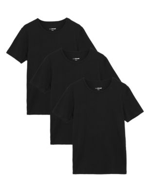 Mens M&S Collection 3pk Cool & Fresh™ T-Shirt Vests - Black