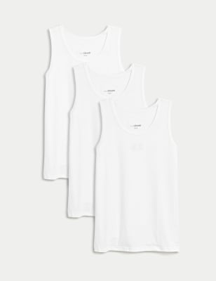 Marks And Spencer Mens M&S Collection 3pk Cool & Fresh Sleeveless Vests - White