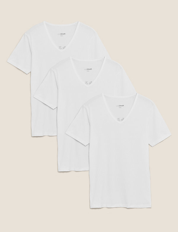 3pk Cool & Fresh™ V-Neck T-Shirt Vests - DK