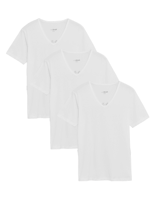 

Mens M&S Collection 3pk Cool & Fresh™ V-Neck T-Shirt Vests - White, White