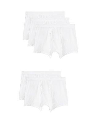 

Mens M&S Collection 5pk Cotton Cool & Fresh™ Stretch Trunks - White, White